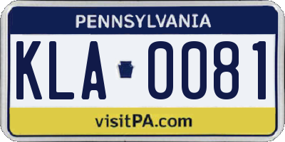 PA license plate KLA0081