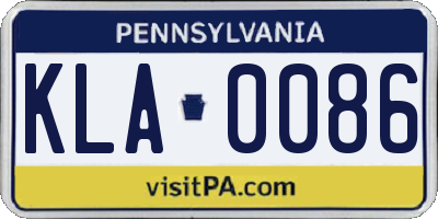 PA license plate KLA0086
