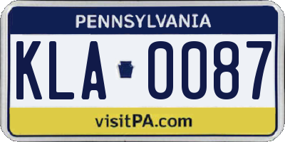 PA license plate KLA0087