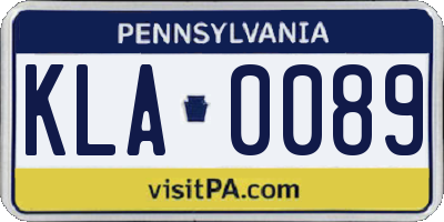 PA license plate KLA0089