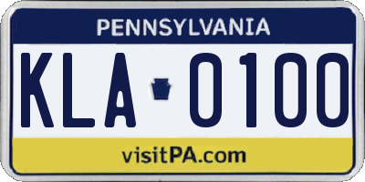 PA license plate KLA0100