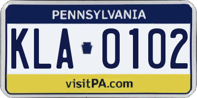 PA license plate KLA0102