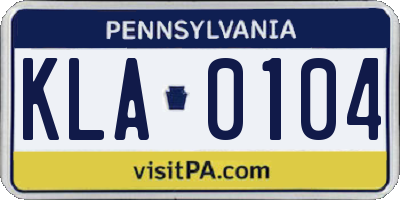 PA license plate KLA0104