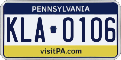 PA license plate KLA0106