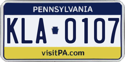 PA license plate KLA0107