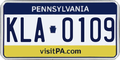 PA license plate KLA0109