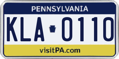 PA license plate KLA0110
