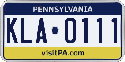 PA license plate KLA0111