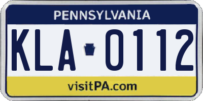 PA license plate KLA0112