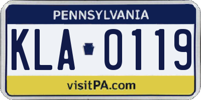 PA license plate KLA0119