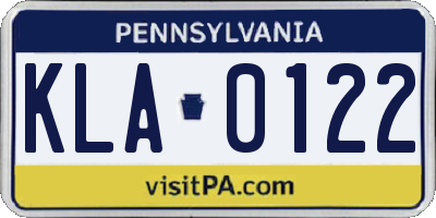 PA license plate KLA0122