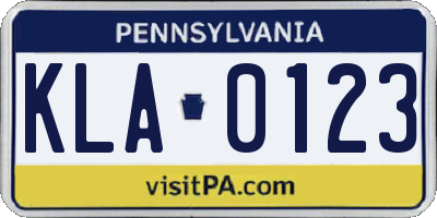 PA license plate KLA0123