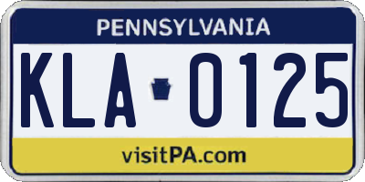 PA license plate KLA0125