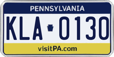 PA license plate KLA0130