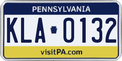PA license plate KLA0132