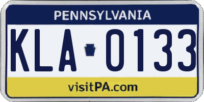 PA license plate KLA0133