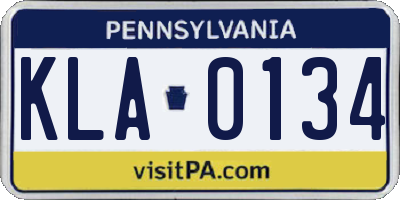 PA license plate KLA0134