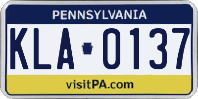 PA license plate KLA0137