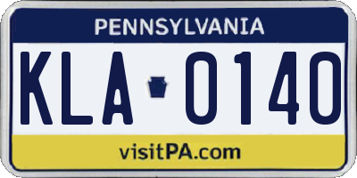 PA license plate KLA0140