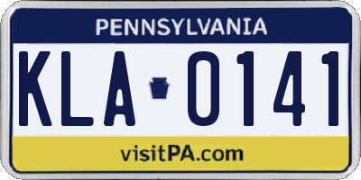 PA license plate KLA0141