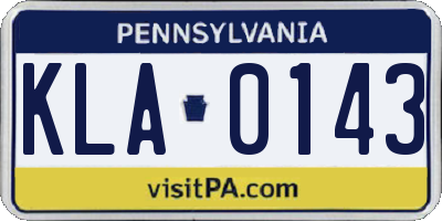 PA license plate KLA0143