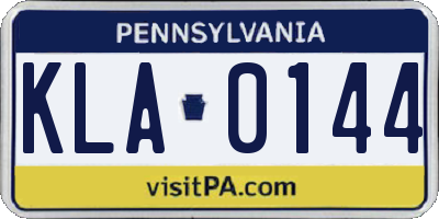 PA license plate KLA0144