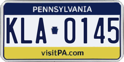PA license plate KLA0145