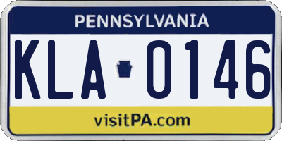 PA license plate KLA0146