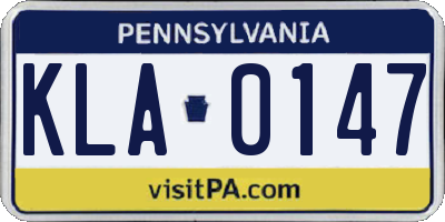 PA license plate KLA0147