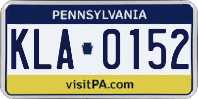 PA license plate KLA0152