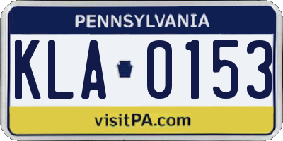 PA license plate KLA0153