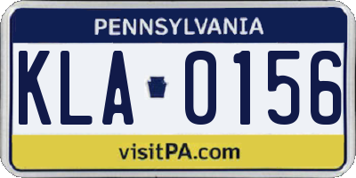 PA license plate KLA0156