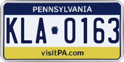 PA license plate KLA0163