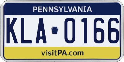 PA license plate KLA0166