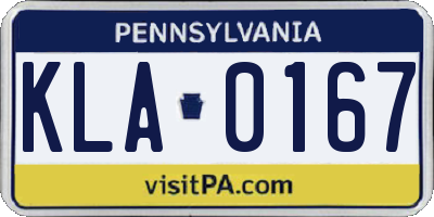 PA license plate KLA0167