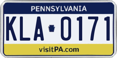 PA license plate KLA0171