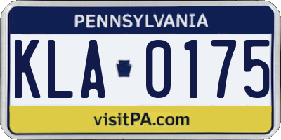 PA license plate KLA0175