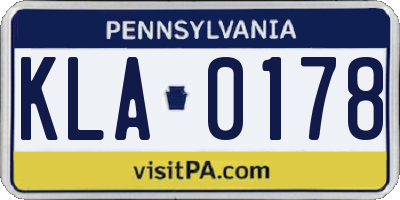 PA license plate KLA0178