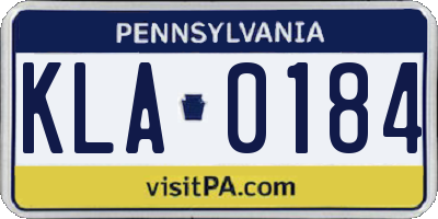 PA license plate KLA0184