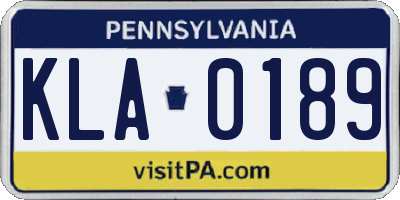 PA license plate KLA0189