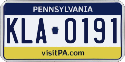 PA license plate KLA0191