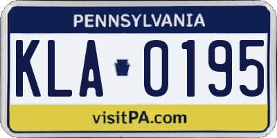 PA license plate KLA0195