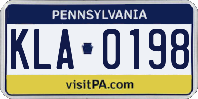 PA license plate KLA0198