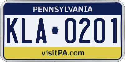 PA license plate KLA0201