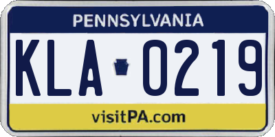 PA license plate KLA0219