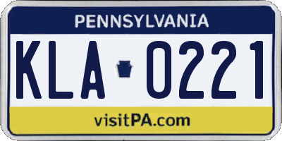 PA license plate KLA0221