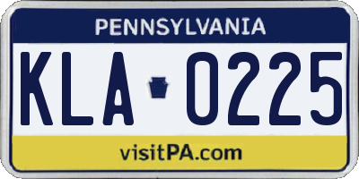 PA license plate KLA0225