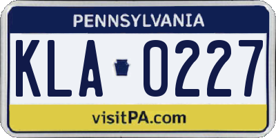 PA license plate KLA0227