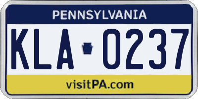 PA license plate KLA0237