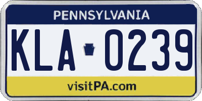 PA license plate KLA0239